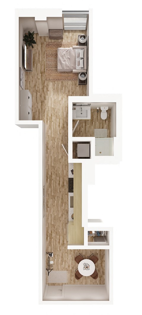 Floor plan for studio, 1 bath, 461 sqft